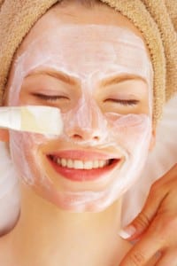 A young woman receiving facial spa treatment, Princeton, NJ