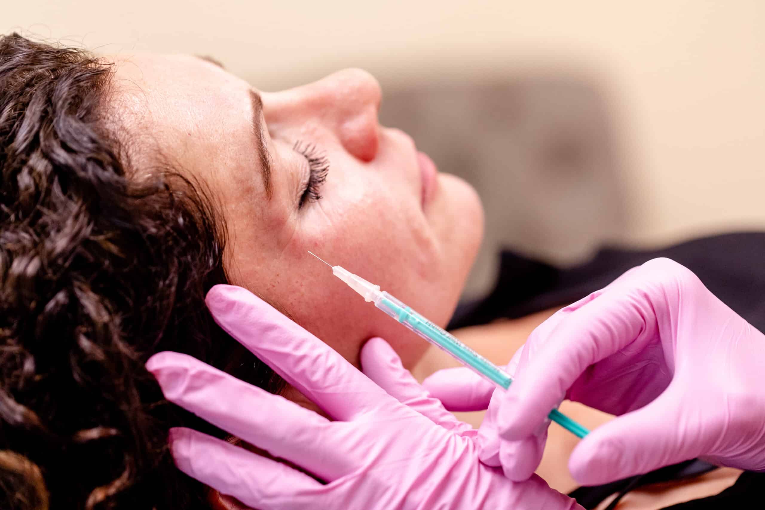 Woman getting a dermal filler in Princeton, NJ