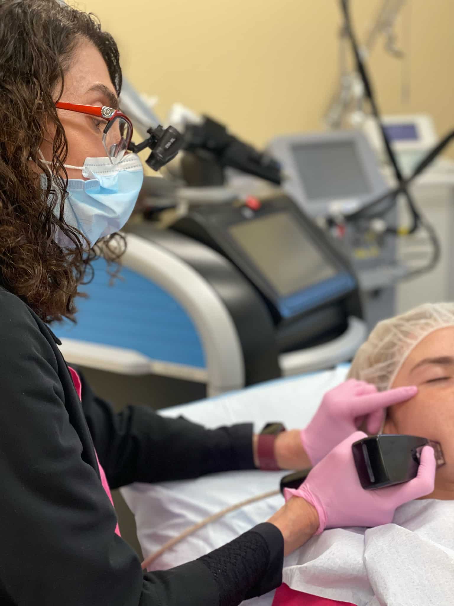 Dr. Brunner performing a TriZone Laser Lift at her medical spa in Princeton, NJ