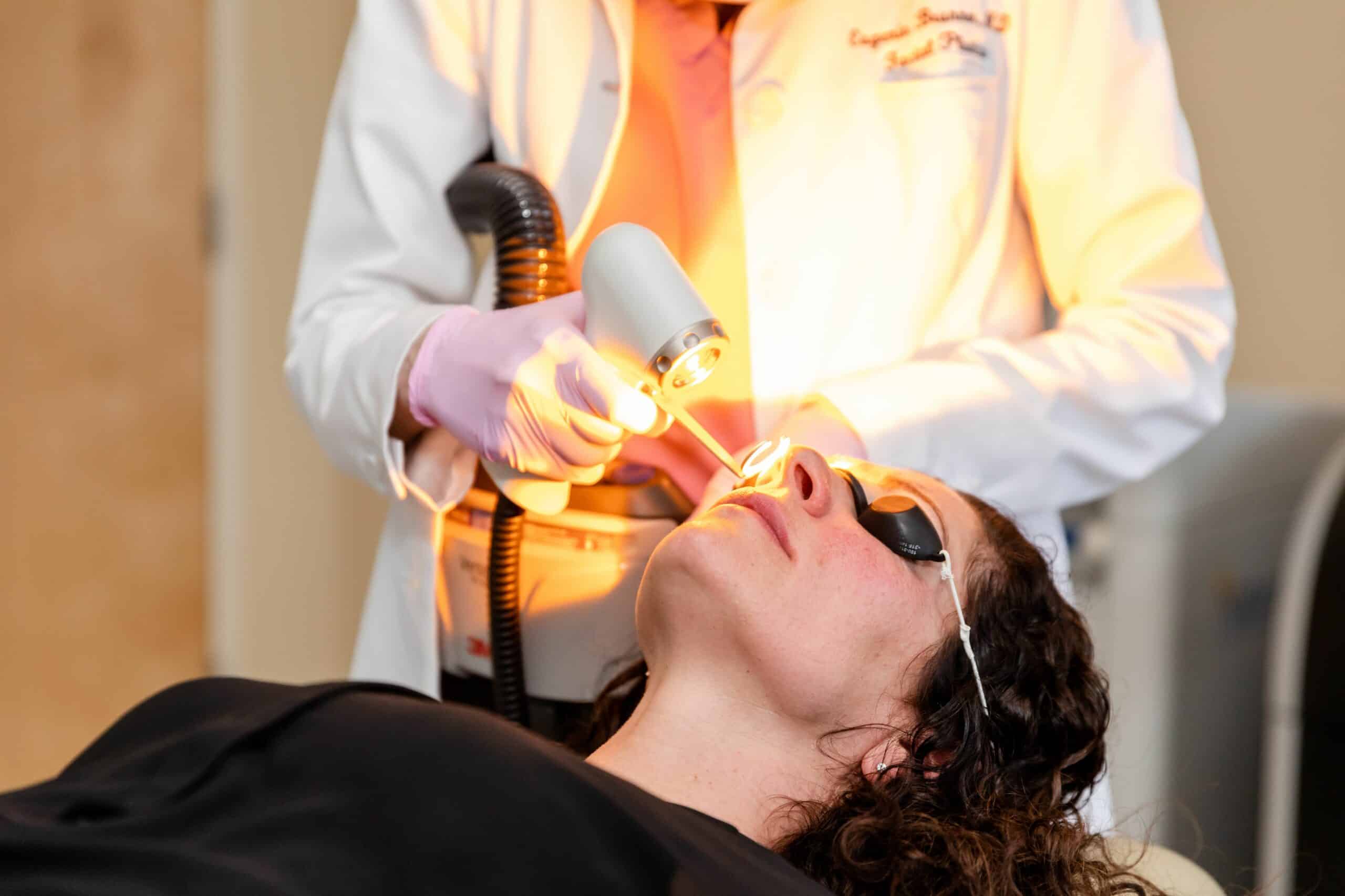 patient undergoing a laser scar removal treatment in Princeton, NJ