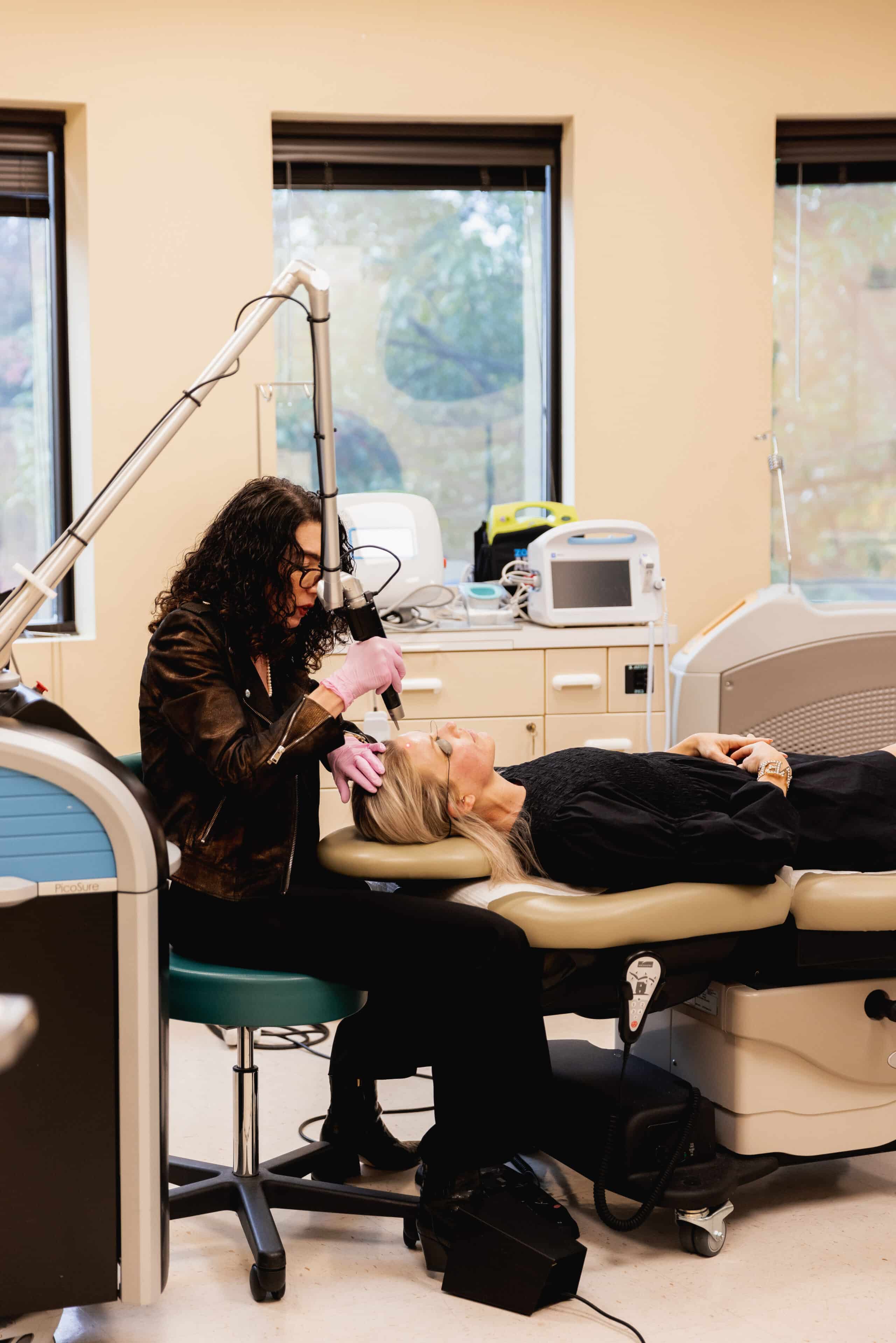 eugenie-brunner-facial-plastic-surgery-princeton-nj-picosure-laser3 patient undergoing picosure laser treatment in princeton nj