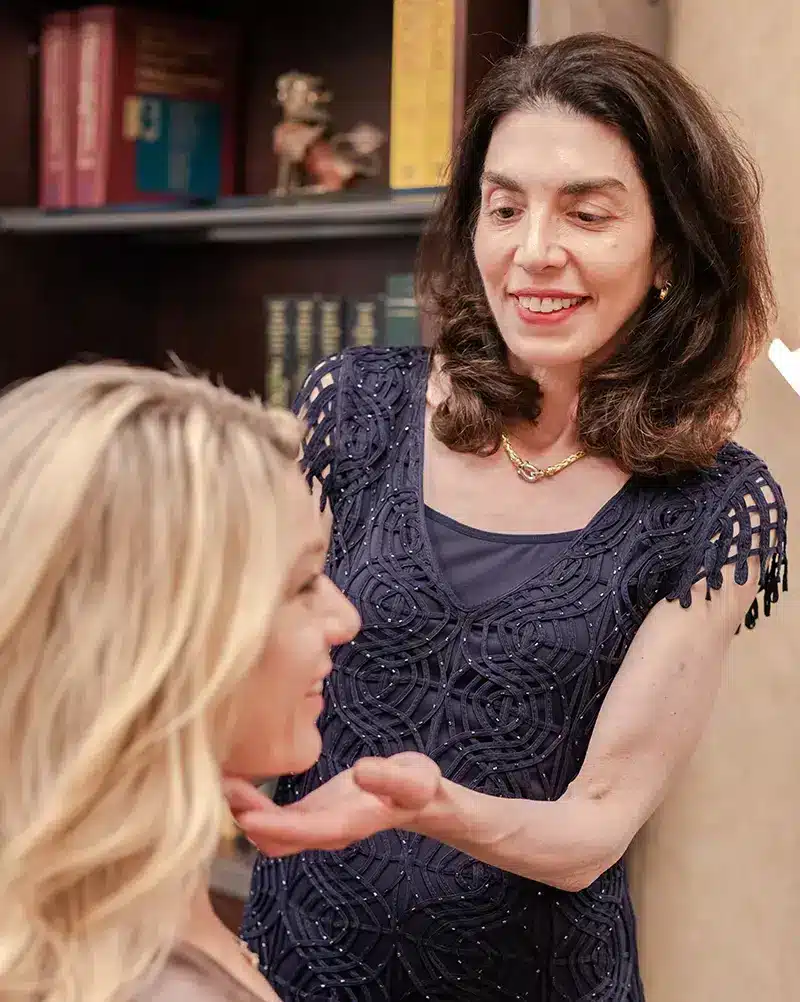 face-and-neck-fat-removal-Princeton-optimized Dr. Brunner consulting with a female patient interested in face and neck contouring in Princeton, NJ