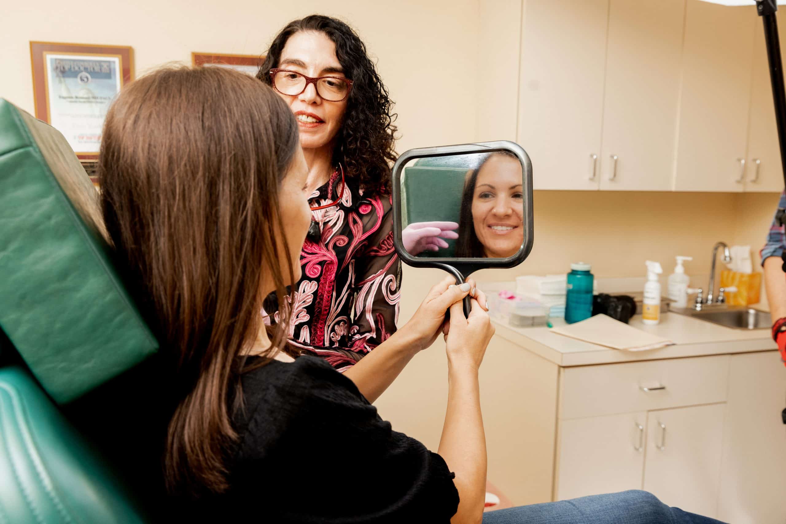 eugenie-brunner-facial-plastic-surgery-princeton-nj-daxxify-results a patient in Princeton getting RF skin tightening treatment