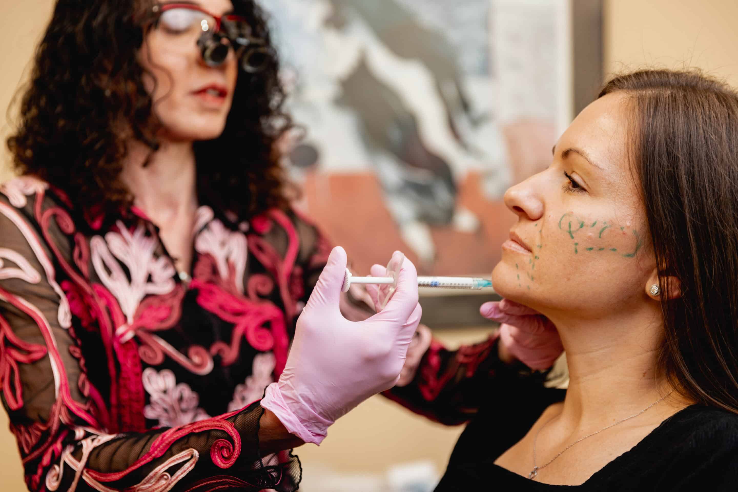 eugenie-brunner-facial-plastic-surgery-juvederm-volux3 dr brunner performing a juvederm volux treatment for jawline definition