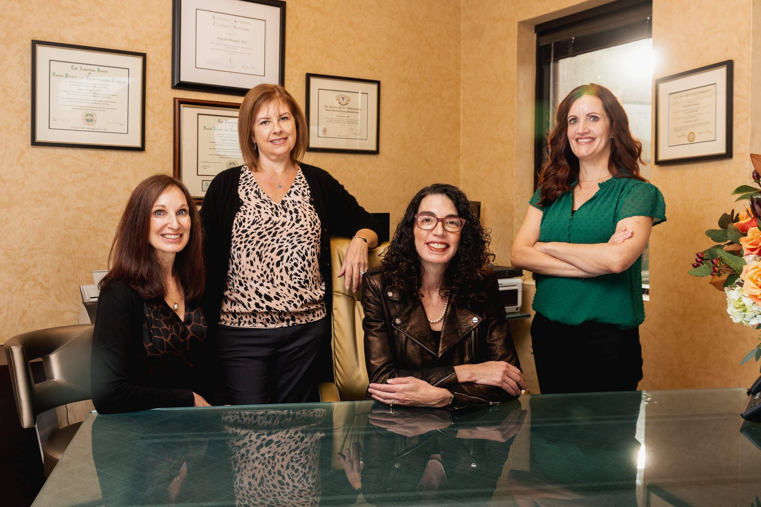 Group photo of Dr. Brunner and her staff with the masks on, Princeton, NJ